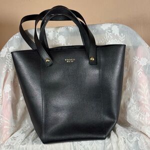 Tosca Blu Black Leather Tote Bag Structured Italian Designer